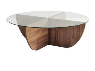 Vente-Unique Tempered Glass Coffee Table - Natural & Clear - AYSUN