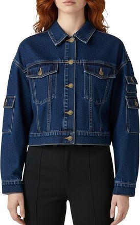 Bebe The Cargo Crop Denim Jacket in Indigo at Nordstrom Rack, Size X-Large