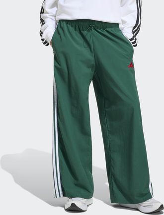 adidas Sporthose ADIDAS SPORTSWEAR ESSENTIALS 3-STREIFEN WOVEN PARACHUTE, Damen, Gr. XXL, N-Gr, team dunkelgr&uuml;n, wei&szlig;, normal, gr., Obermaterial: 100% Polyam