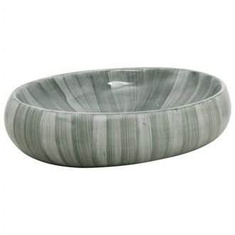 Berkfield Home Countertop Basin Green Oval 59x40x15 cm Ceramic | Size: 59 x 40 x 15 cm