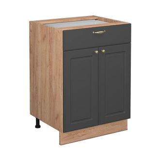 Vicco Mueble bajo de cocina Fame-Line, Antracita-oro, 60 cm con cajón, sin encimera Vicco