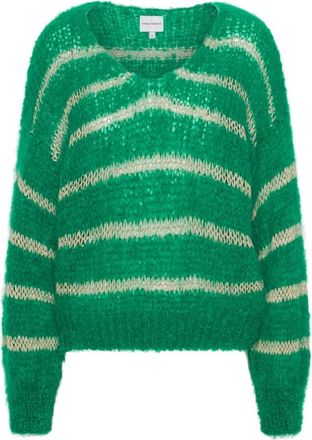 Americandreams Katie LS Knit - Dames - V-hals truien - Groen - M - Wol - Truien & Vesten