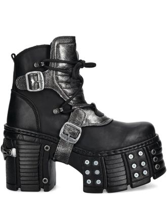 New Rock 120mm buckle platform boots - Black