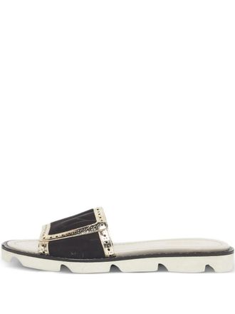 Malone Souliers Foil 36.5 velvet slides - women - Calf Leather/Calf Leather/Rubber/Velvet - 36.5 - Brown