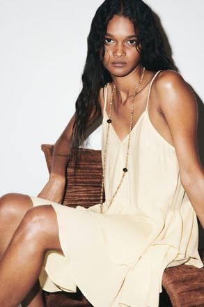 H&M Tiered Viscose-blend Dress in Pale Yellow at Nordstrom, Size X-Small