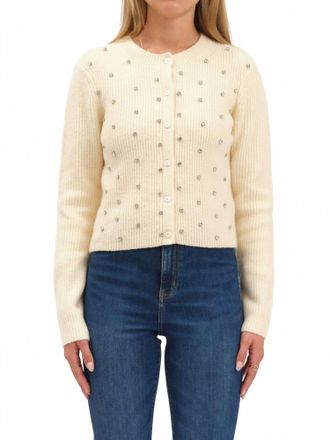 Daze Muse Embellished Cardigan In Ivory