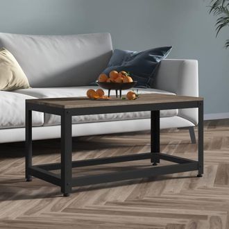 vidaXL Mesita Auxiliar Mdf Y Hierro Gris Y Negro 90x45x45 Cm Vidaxl