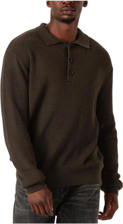 Butcher of Blue Truien & Vesten, Heren, Bruin, L, Bruine Polo Trui voor Heren