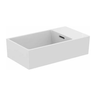 Ideal Lavabo Extra 450x250x150mm, Balda A La Derecha, Blanco, Sin Orificio Para Grifer&iacute;a, Con Rebosadero, Lijado Standard