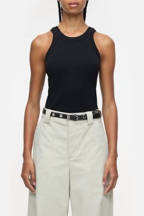 Closed Racer Tank Top In Black