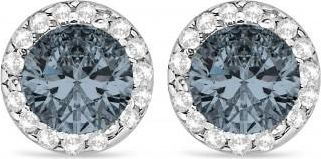 Allurez Diamond and Gray Spinel Earrings Halo 14K White Gold (1.15tcw)