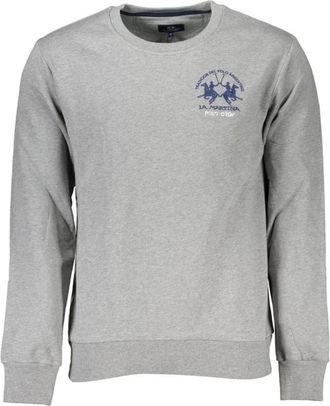 La Martina Fleece Geborduurde Crewneck Sweatshirt - Heren - Sweatshirts - Grijs - L - Katoen - Hoodies & sweatvesten