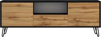 Selsey Selsey Ploystea - Mueble De Tv - De Pie - 137 Cm Negro / Roble Wotan - Moderno - Con Led