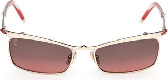 Christian Louboutin 55mm Rectangular Sunglasses in Pale Gold/zeiss Smoke Mirror at Nordstrom