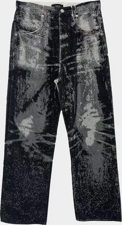 Purple Men & apos;s P018 Trompe L & apos;oeil Baggy Fit Crystal-Embellished Pants