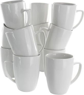 Elama Riley 12 Piece 12 Ounce Porcelain Mug Set in White at Nordstrom