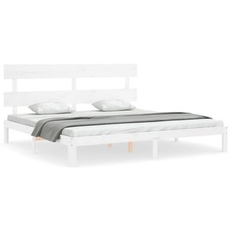 Berkfield Home Bed Frame with Headboard White 200x200 cm Solid Wood