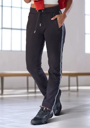 H.I.S Jogginghose H.I.S, Damen, Gr. S (36/38), N-Gr, schwarz, Interlock, Obermaterial: 100% Baumwolle, unifarben mit Farbeinsatz, bequem lang, Hosen Jogging