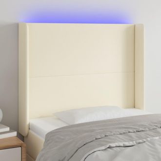 vidaXL Cabecero Con Led Cuero Sint&eacute;tico Color Crema 83x16x118/128 Cm Vidaxl