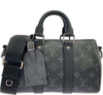 Louis Vuitton Black Gris Coated Canvas Boston Bag (Pre-Owned)