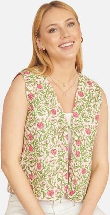 Yumi Indian Floral Reversible Quilted Jacket in White at Nordstrom, Size 10