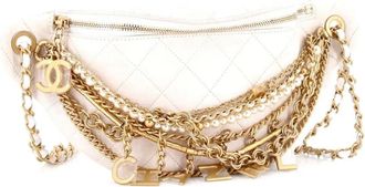 Chanel All About Chains Waist Bag Quilted Lambskin belt bag - Bianco