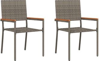 vidaXL Sillas Apilables De Jard&iacute;n 2 Pcs Gris, Marr&oacute;n Vidaxl