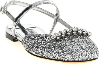 Jimmy Choo London Womens Silver Tencel Ballet Flats