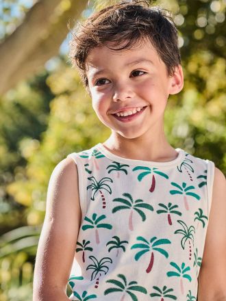 Vertbaudet Tr&auml;gershirt mit Recycling-Baumwolle Jungen wei&szlig; bedruckt