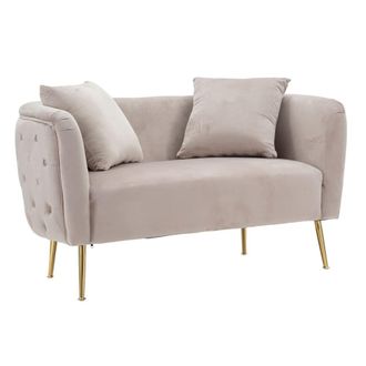 Mauro Ferretti Sof&aacute; de tela gris con patas doradas cm 127x74x71