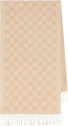 Gucci Winter Scarves, unisex, Beige, Size: ONE SIZE GG Cashmere Lam&eacute; Scarf