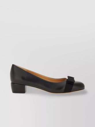 Ferragamo block heel ballerina shoes with bow detail