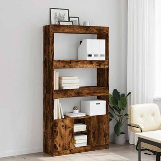 Berkfield Home Highboard&not;Smoked Oak 92x33x180 cm Engineered Wood in Brown | Size: 92 x 33 x 180 cm