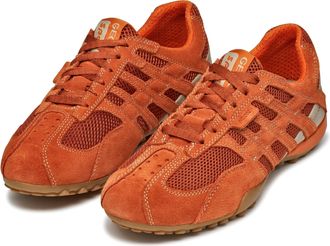 Geox Schn&uuml;rschuh GEOX U SNAKE ORIGINAL, Herren, Gr. 39, orange, Leder, Textil, Schuhe Schn&uuml;rschuh, Schn&uuml;rschuh, Freizeitschuh, Trekking Sneaker mit Lederin