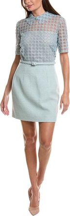 Oscar De La Renta Oscar De La Renta Geo Petal Tweed Silk-Lined Wool-Blend Mini Dress