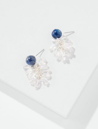 Talbots Crystal Droplets Stone Earrings - Indigo Blue/Shiny Silver - 001 Talbots