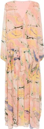 Alexis Diane floral-print maxi dress - women - Polyester - S - Orange