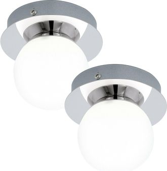 Loops 2 PACK Wall Flush Ceiling Light Chrome & White Glass Opal Matt Shade LED 1x3.3W