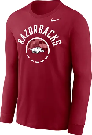 Nike Arkansas Basketball Shoot Around Legend Nike Mens Dri-FIT College Long-Sleeve T-Shirt in Red | IV8570-644