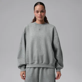 Nike Jordan Womens Jordan Brooklyn Fleece Crew-Neck Sweatshirt in Grey | IM7288-063