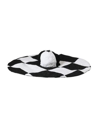Dolce & Gabbana Womens Black White Checkered Wide Brim Floppy Hat And