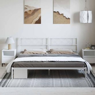 Berkfield Home Metal Bed Frame with Headboard White 183x213 cm