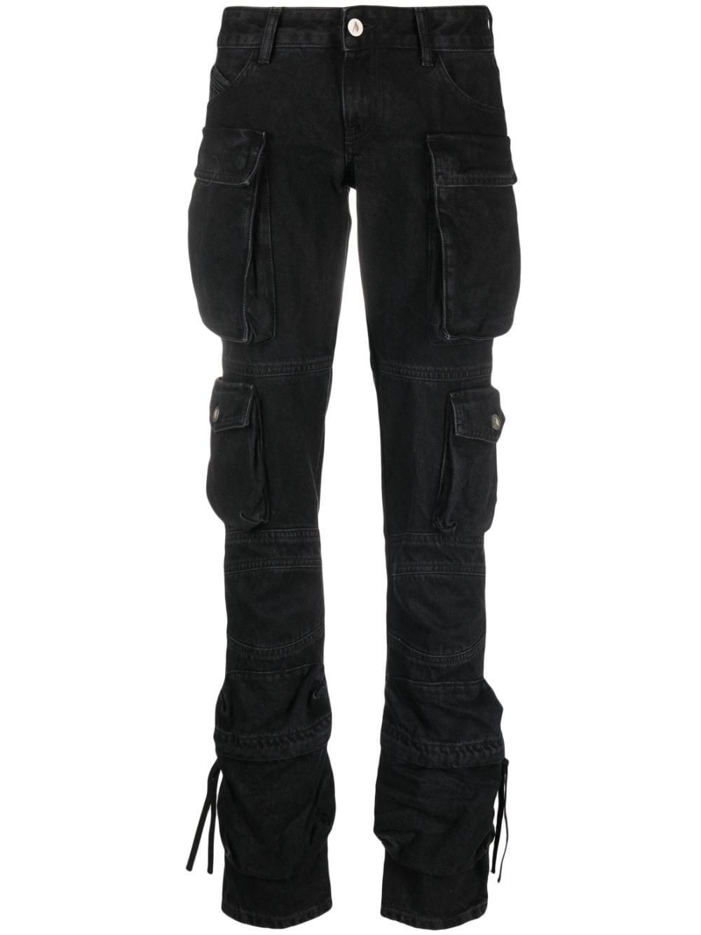 VIP【関税送料無料】希少 THE ATTICO GREY COTTON ESSIE JEANS The Attico Essie cargo jeans - women - Cotton - 25 - Black