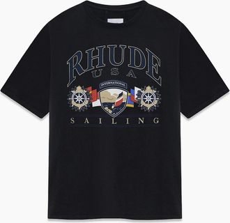 Rhude Mens USA Sailoring Icon Tee Black - Size: 38