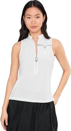 Jamie Sadock Ottoman Solid Mock Turtle Sleeveless Womens Clothing White : LG, Polyester/Spandex