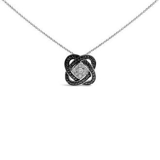 House of Brilliance Black Rhodium Plated Sterling Silver Diamond Accent Geometric Knot Pendant Necklace at Nordstrom