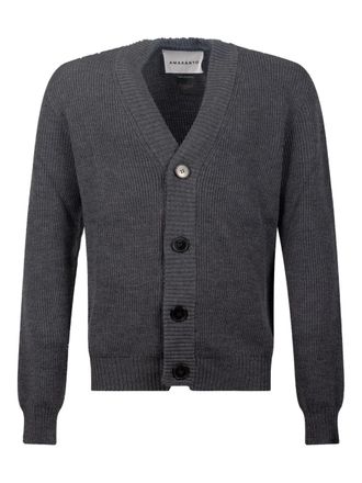 Amaranto V-neck ribbed-knit cardigan - Grey