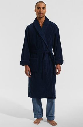 Lands End Calf Length Turkish Terry Robe in Radiant Navy at Nordstrom, Size Small