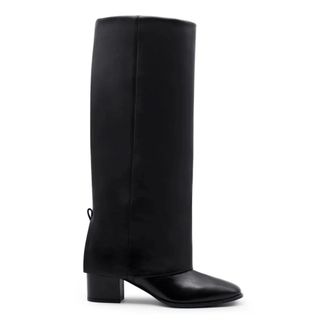 Gia Borghini Zwarte leren Georgina laarzen met gaiter - Dames - Laarzen met Hak - Zwart - 40 EU - Schoenen