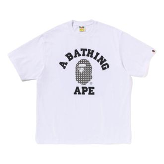 A Bathing Ape Sta Houndstooth College Relaxed Fit Tee White 1K80-110-338-WHITE